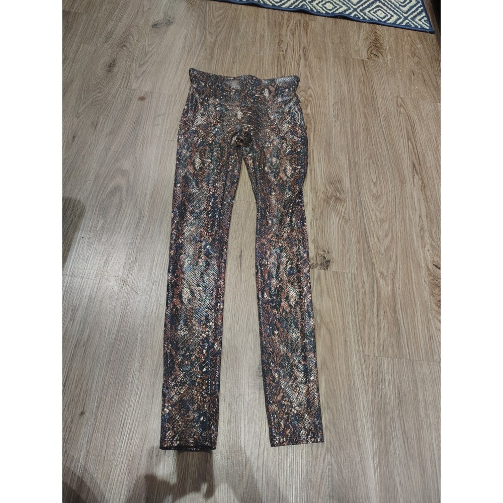 SPANX FAUX LEATHER SNAKE SHINE LEGGINGS, MOCHA SNAKE Small S